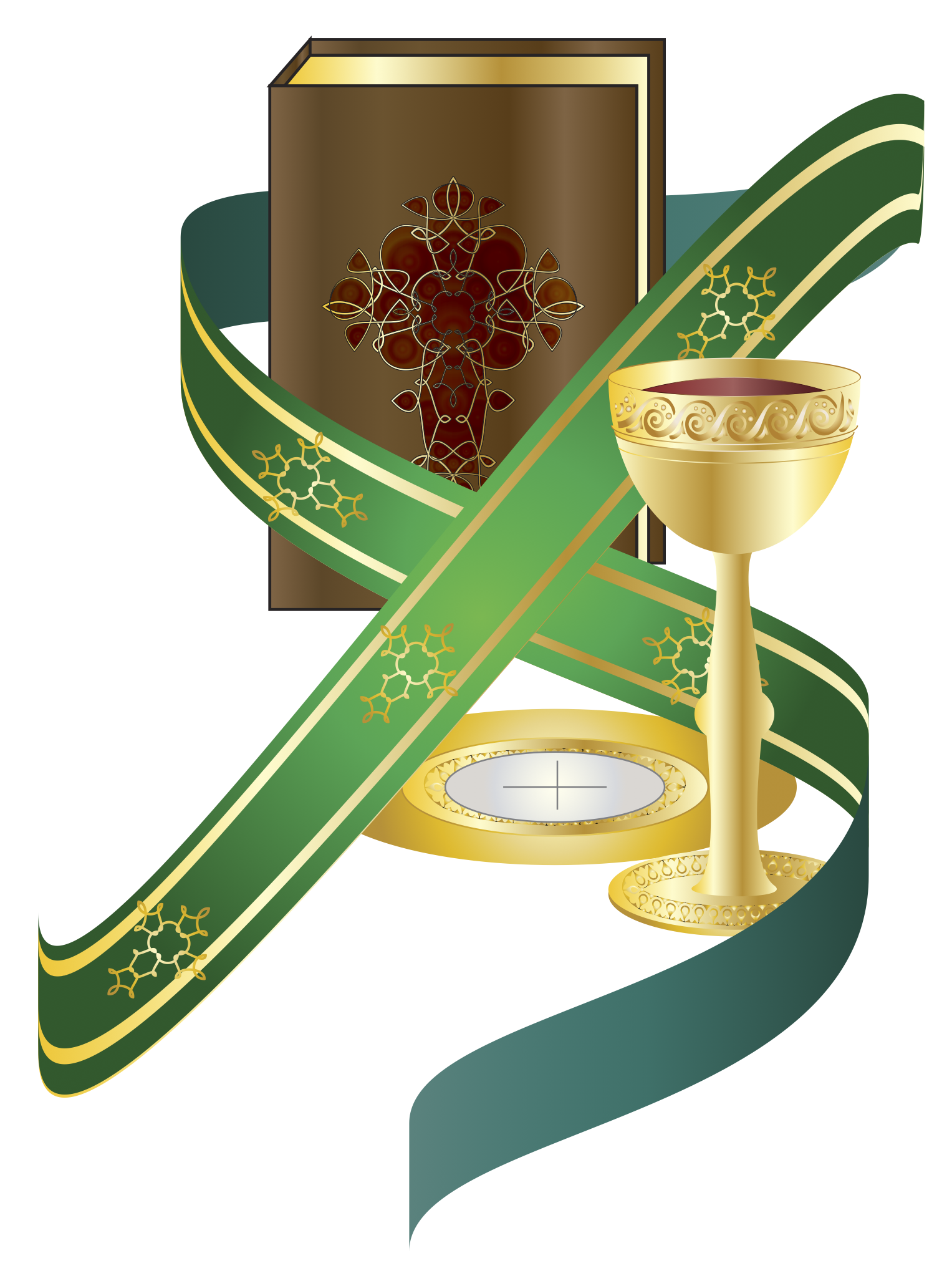 Vector image of Sacramentary, chalice, paten and host, and stole