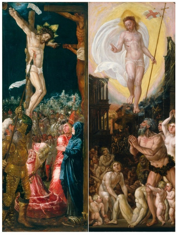 Paintings entitled The Crucifixion and The Harrowing of Hell