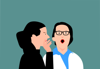 Vector graphic of two women gossipping