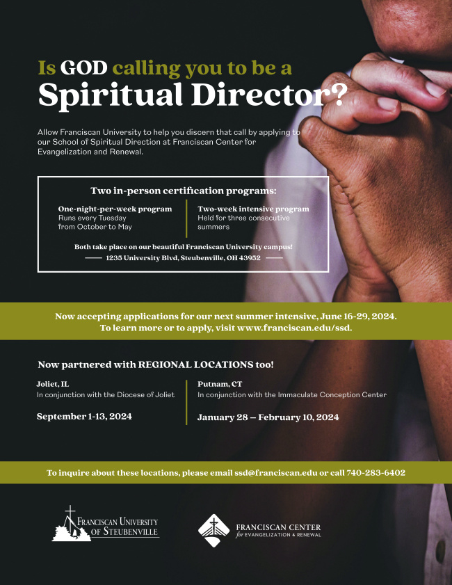 Ad for Franciscan University's School of Spiritual Direction