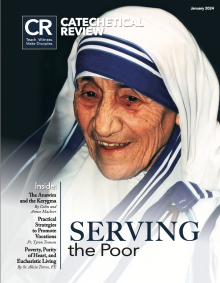 Cover of January 2024 issue on serving the poor with Mother Teresa photo